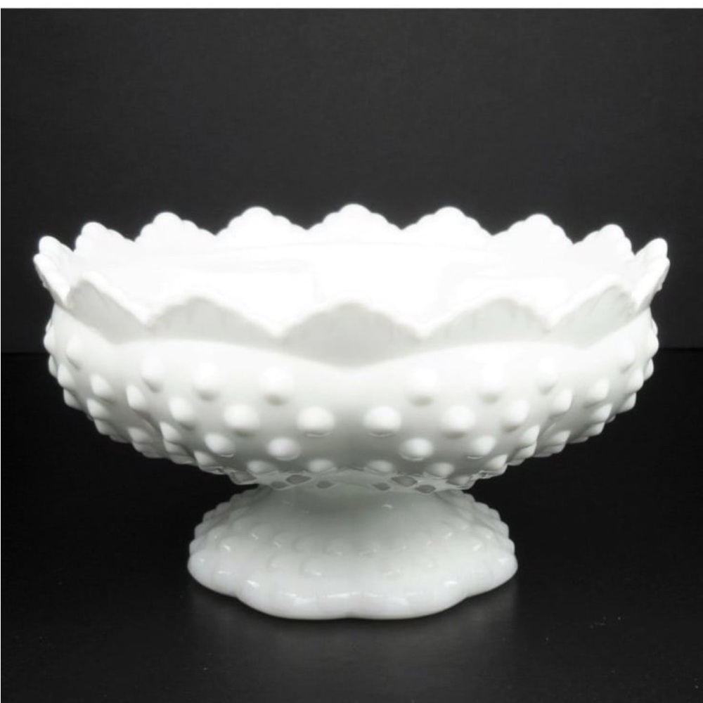 Vintage Fenton hobnail footed multi candle holder Milk Glass